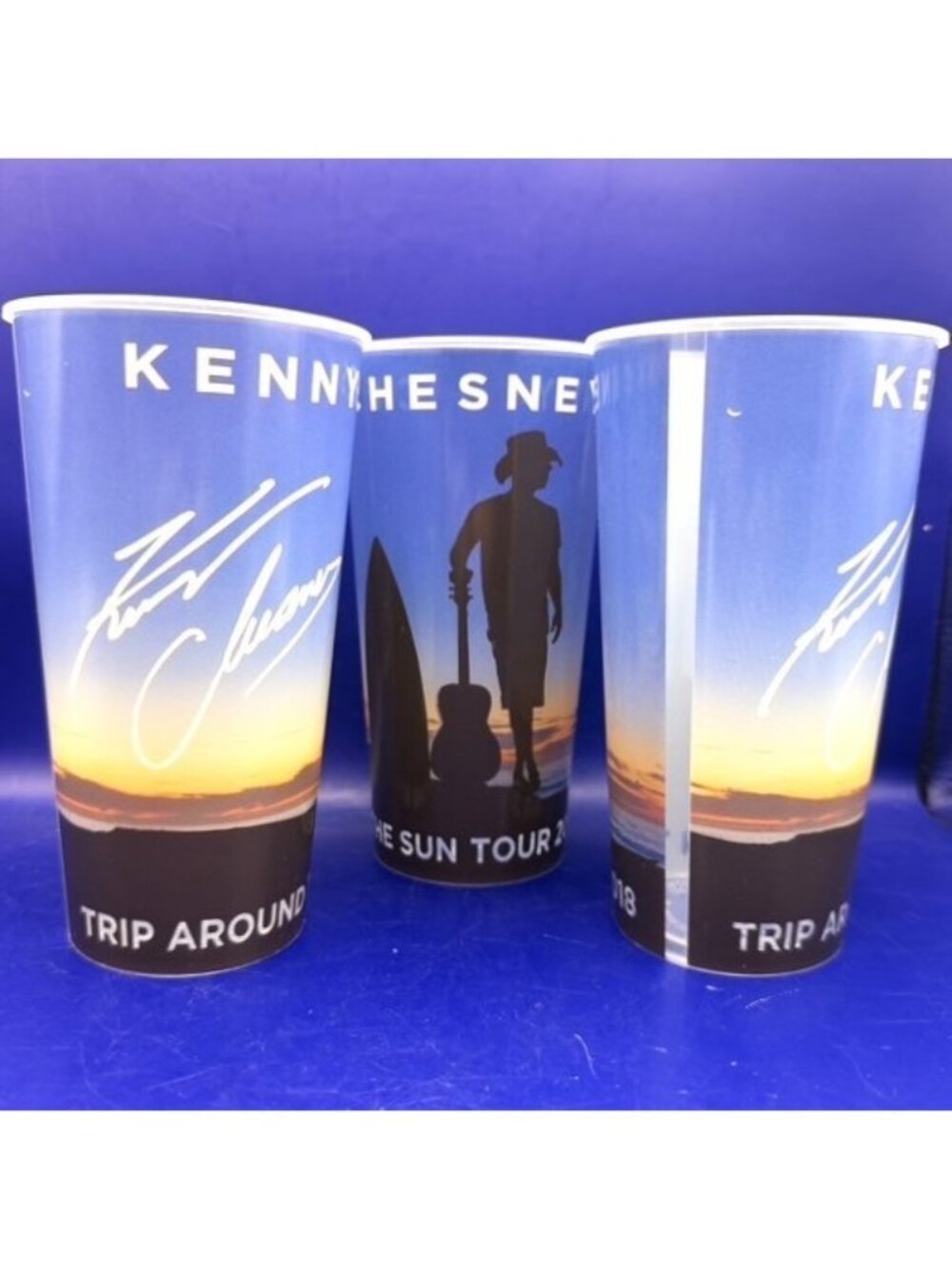 Kenny Chesney 2018 Trip Around The Sun Tour 22oz Plastic Cup USA Promo Set of 3